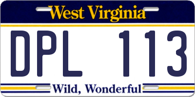 WV license plate DPL113