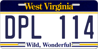 WV license plate DPL114