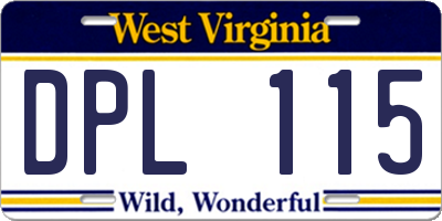 WV license plate DPL115