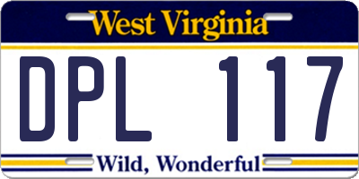WV license plate DPL117