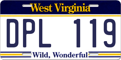 WV license plate DPL119