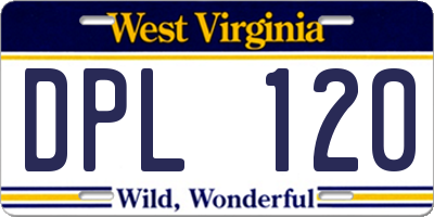 WV license plate DPL120