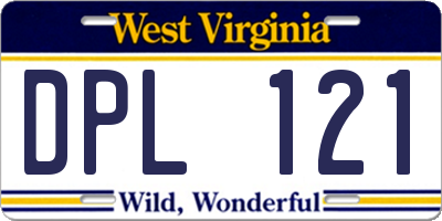 WV license plate DPL121