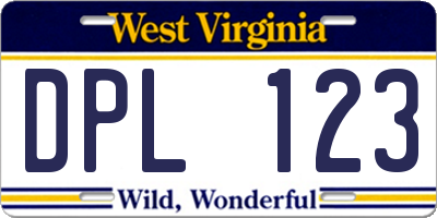 WV license plate DPL123