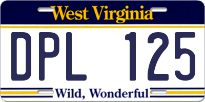 WV license plate DPL125
