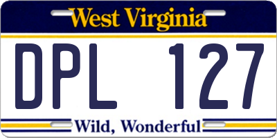 WV license plate DPL127