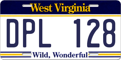 WV license plate DPL128