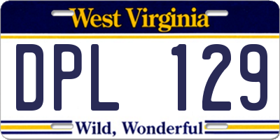 WV license plate DPL129