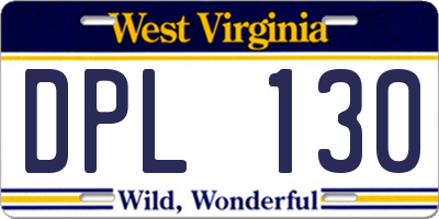 WV license plate DPL130