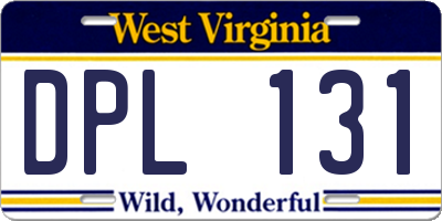 WV license plate DPL131