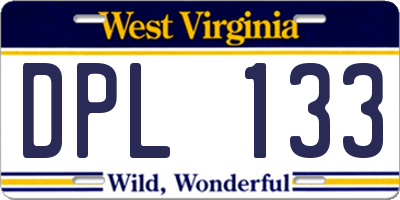 WV license plate DPL133