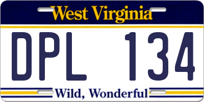 WV license plate DPL134