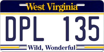 WV license plate DPL135