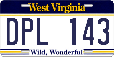WV license plate DPL143
