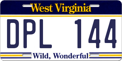 WV license plate DPL144