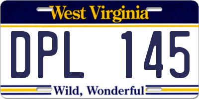 WV license plate DPL145