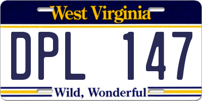 WV license plate DPL147