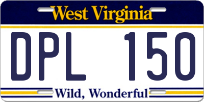 WV license plate DPL150