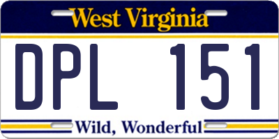 WV license plate DPL151