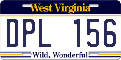WV license plate DPL156
