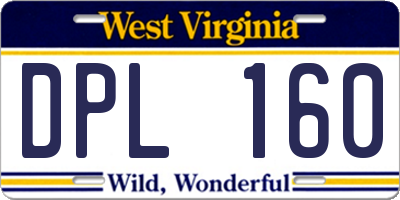 WV license plate DPL160