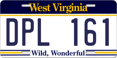 WV license plate DPL161