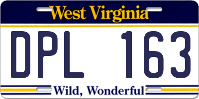 WV license plate DPL163