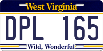 WV license plate DPL165