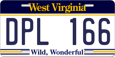 WV license plate DPL166