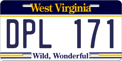 WV license plate DPL171