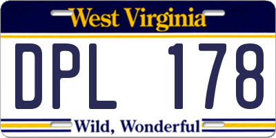 WV license plate DPL178