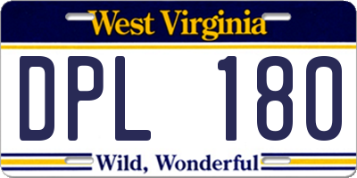 WV license plate DPL180