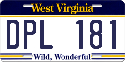 WV license plate DPL181
