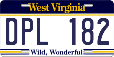 WV license plate DPL182