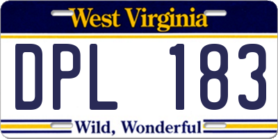 WV license plate DPL183