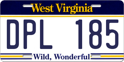 WV license plate DPL185