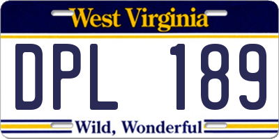 WV license plate DPL189