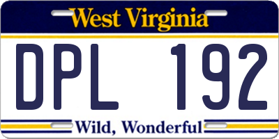 WV license plate DPL192