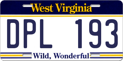 WV license plate DPL193