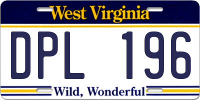 WV license plate DPL196