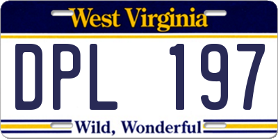 WV license plate DPL197