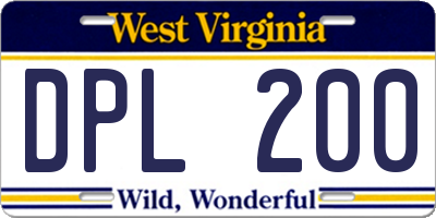 WV license plate DPL200