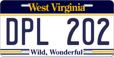 WV license plate DPL202