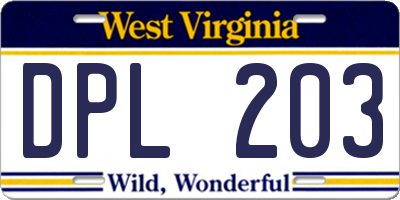WV license plate DPL203