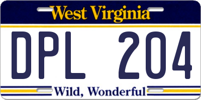 WV license plate DPL204
