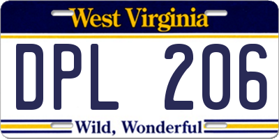 WV license plate DPL206