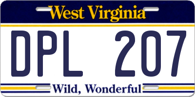 WV license plate DPL207