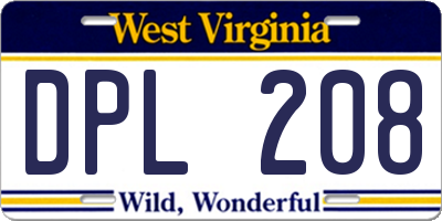 WV license plate DPL208