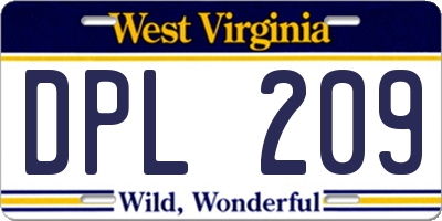WV license plate DPL209