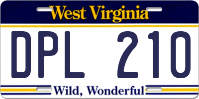 WV license plate DPL210
